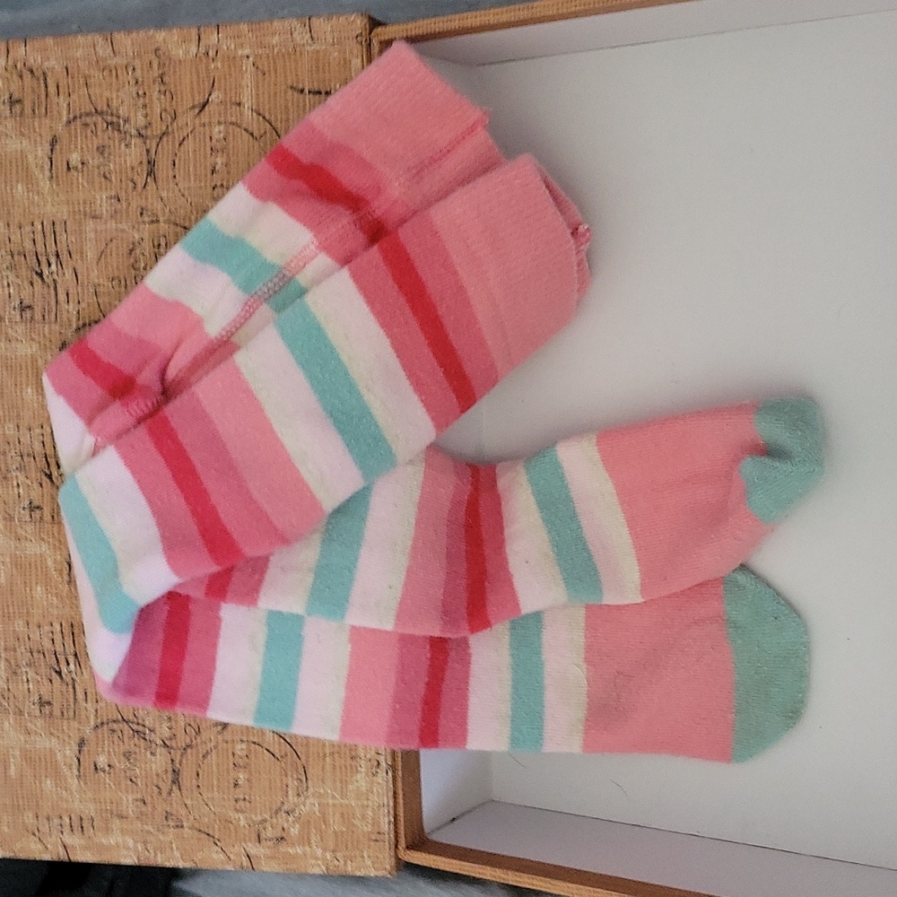 🌻 4 for$15 🌻 excellent used condition tights, stripes of pinks, cream, blue